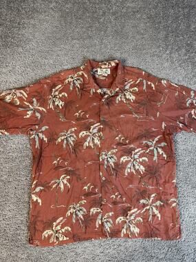 Kona Kai Trading Co. Shirt Mens 2XL Brown Floral Short Sleeve Button Up Relaxed